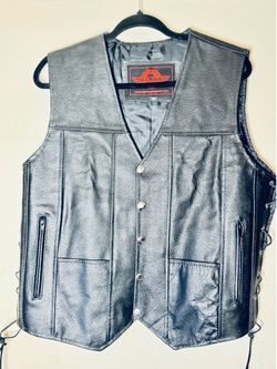 Leather motorcycle vest