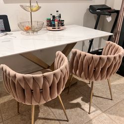 White And Gold Marble Dining Table 