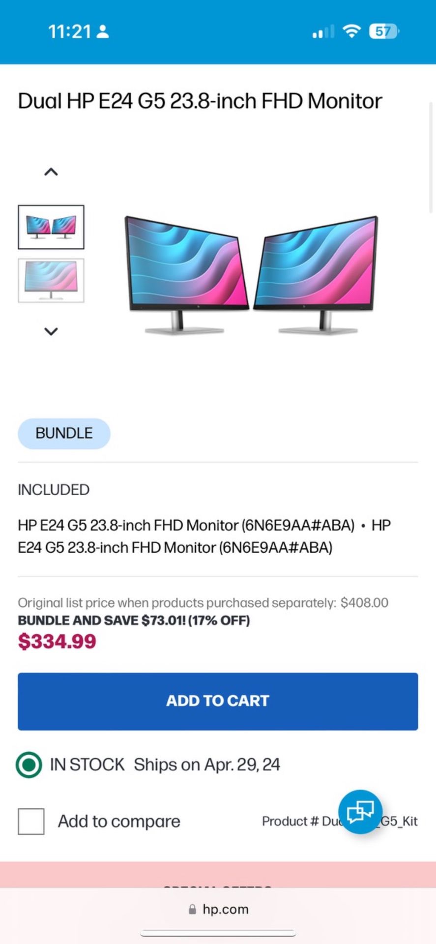 Two Monitors In Box New  Send Offers 