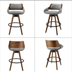 26" Bar Stools Set of 4，Soft Textured Fabric Counter Height Bar Chairs with Back, Modern Mid-Centur 