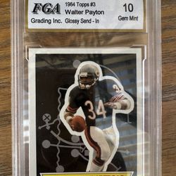 Walter Payton 1984 Topps #3 Glossy Send-In Grade 10 GEM MT