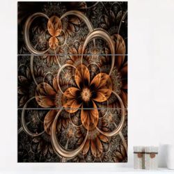Dark Orange Digital Art Fractal Flower - Large Floral Canvas Art Print