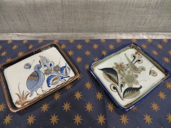 Pair of Hand Painted Ken Edwards El Palomar Serving Trays
