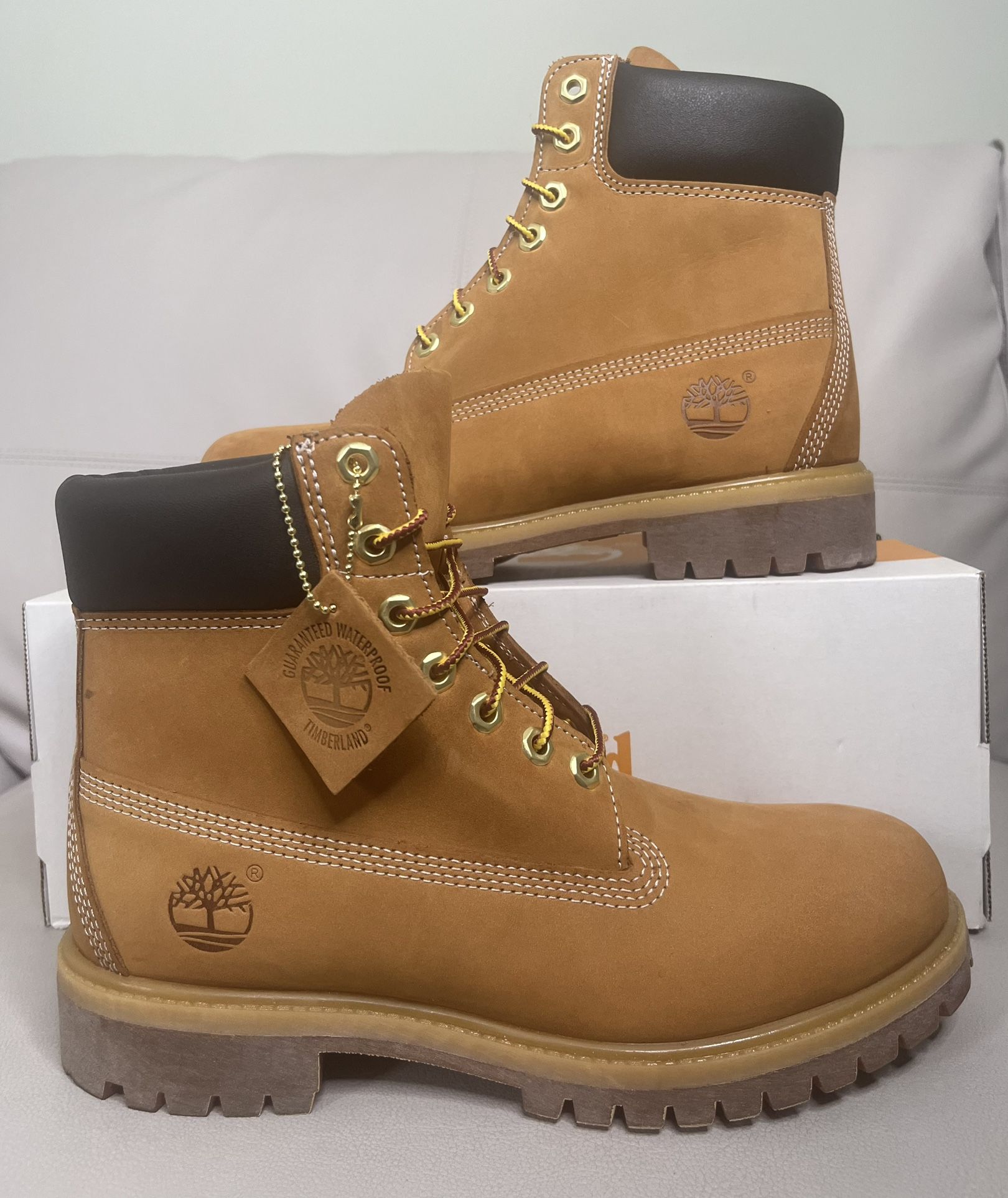 Timberland Premium 6 Inch Wheat Nubuck Waterproof Boots Men’s Size 8