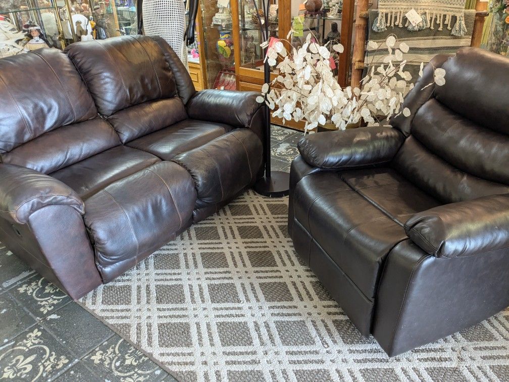 Two-Piece Brown Living Room Set. All Seats Recline. Not Matching Brands But Go Well Together