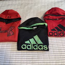 3 Boys Adidas And Under Armour Hoodies Size M 10/12