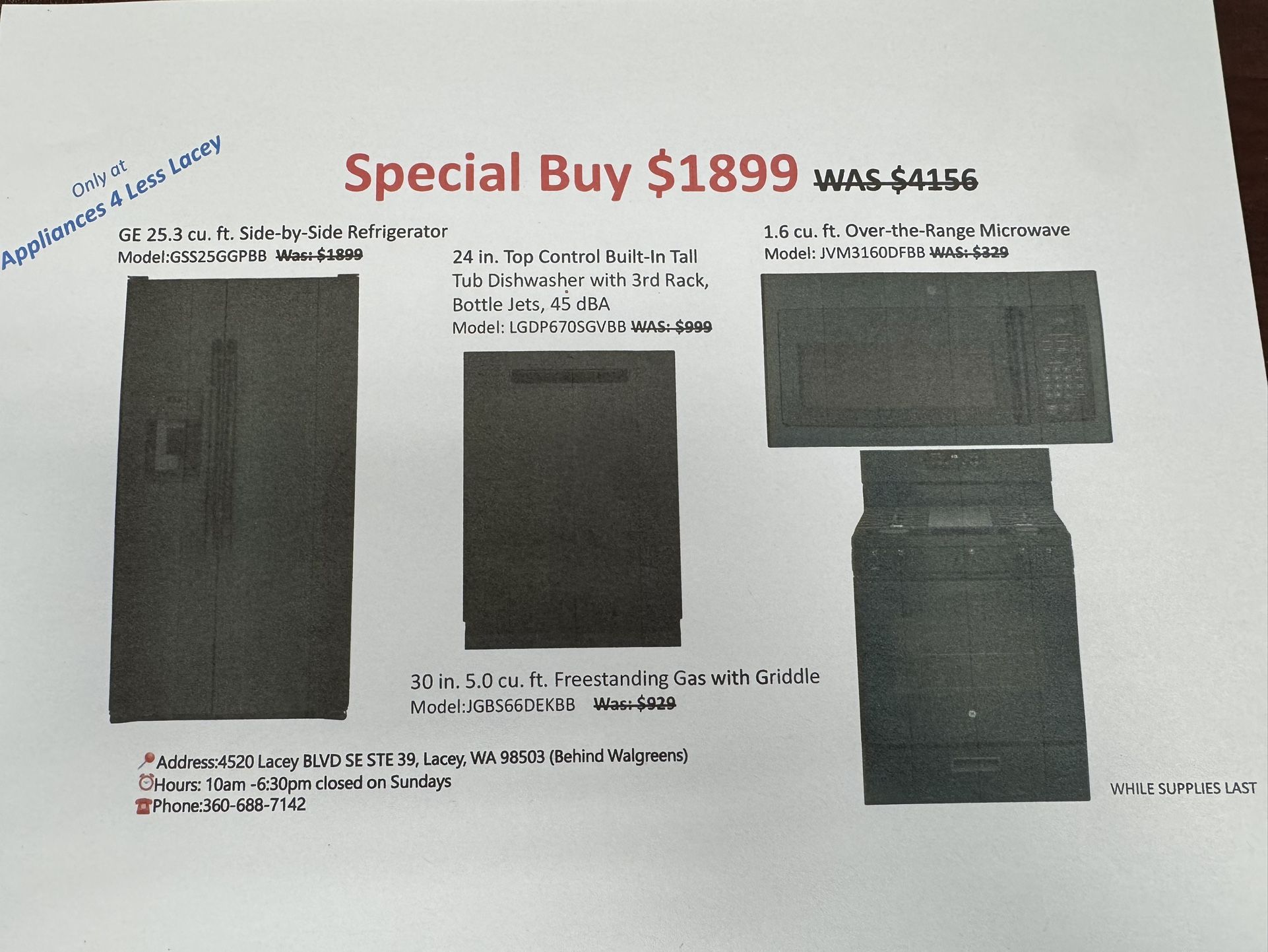 Refrigerator, Gas Range, Dishwasher And OTR microwave Bundle