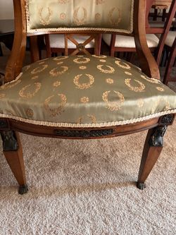 Pair of Vintage Empire Style Gondola Chairs - Caryatid / Claw Feet