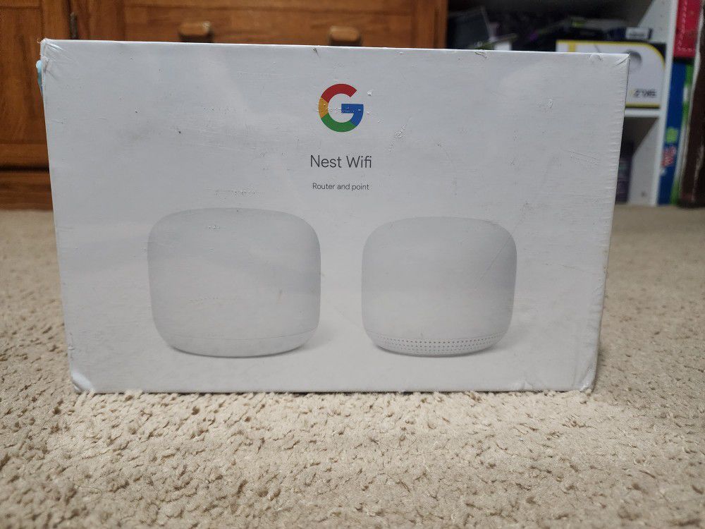 Google Nest Wifi AC2200 Mesh System Router and Point with Google Assistant (2-Pack) - Snow