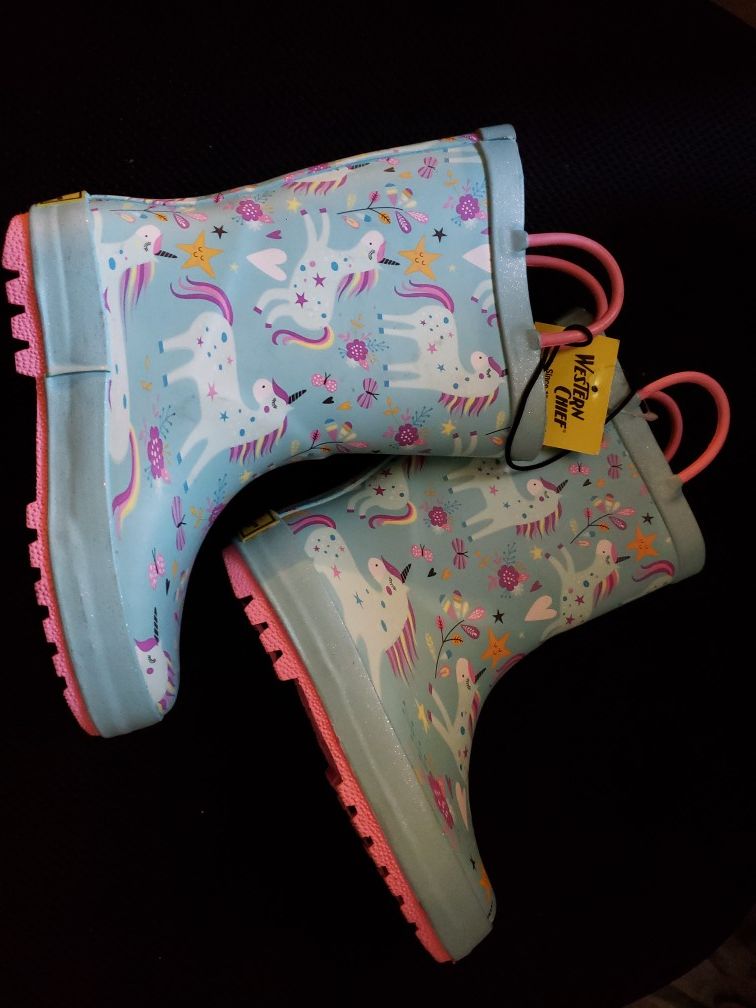 Kids shoes and rain boots.