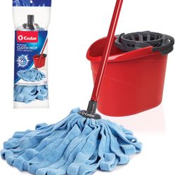O-Cedar Microfiber Cloth Mop & QuickWring Bucket with Extra Refill, 2 Piece Set