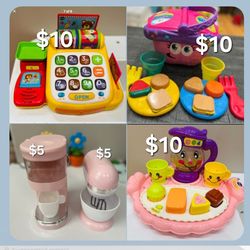 VTech Kids Learning Toys – Cash Register, Picnic Basket, Tea Set ($5–$10 Each)