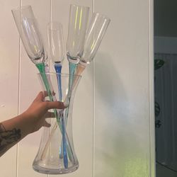 Vintage Champagne Glasses Flower Vase 