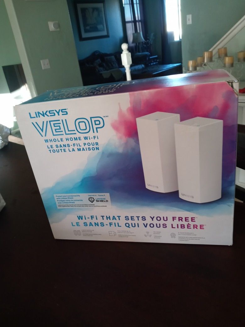 Linksys Velop Whole Home Wi Fi. CA4400. Tri-Band 2 Pack 400 Mbps 2 Port.