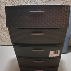 Sterilite Weave 5 Drawer Brown Plastic Storage Drawers