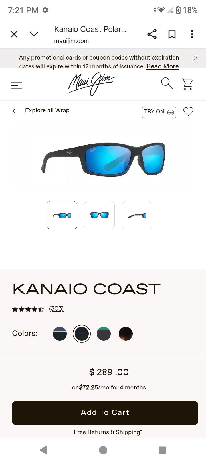 Black Maui Jim Kanaio Coast Polarized Sunglasses