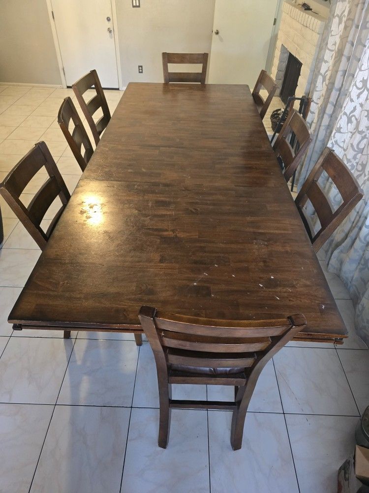 Solid wood 8 high chairs dining set. 