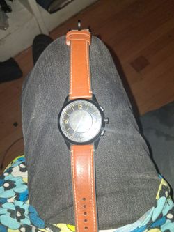 Men's Watch Black Case Tan Leather Strap