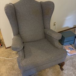 Light Blue Winged Armchair 