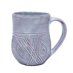 Large Taino Mug - White 16oz with indigenous patterns.
