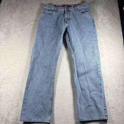 Vintage Tommy Hilfiger Jeans Mens 34x30 Dark Blue Denim Wide Leg Baggy Y2K #1524