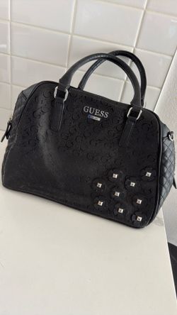 Guess Black Logo Embossed Satchel Handbags