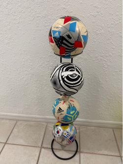 Like new Metal Ball Storage Rack – Holds 4 Soccer, Basketball or Volleyballs