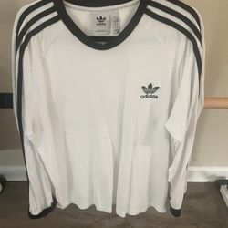 Adidas 3-Stripes Long Sleeve Raglan Tee - White/Black - XL