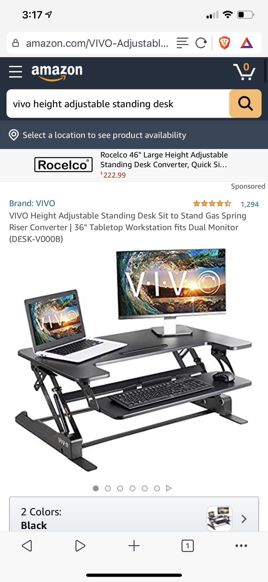VIVO Height Adjustable Standing Desk