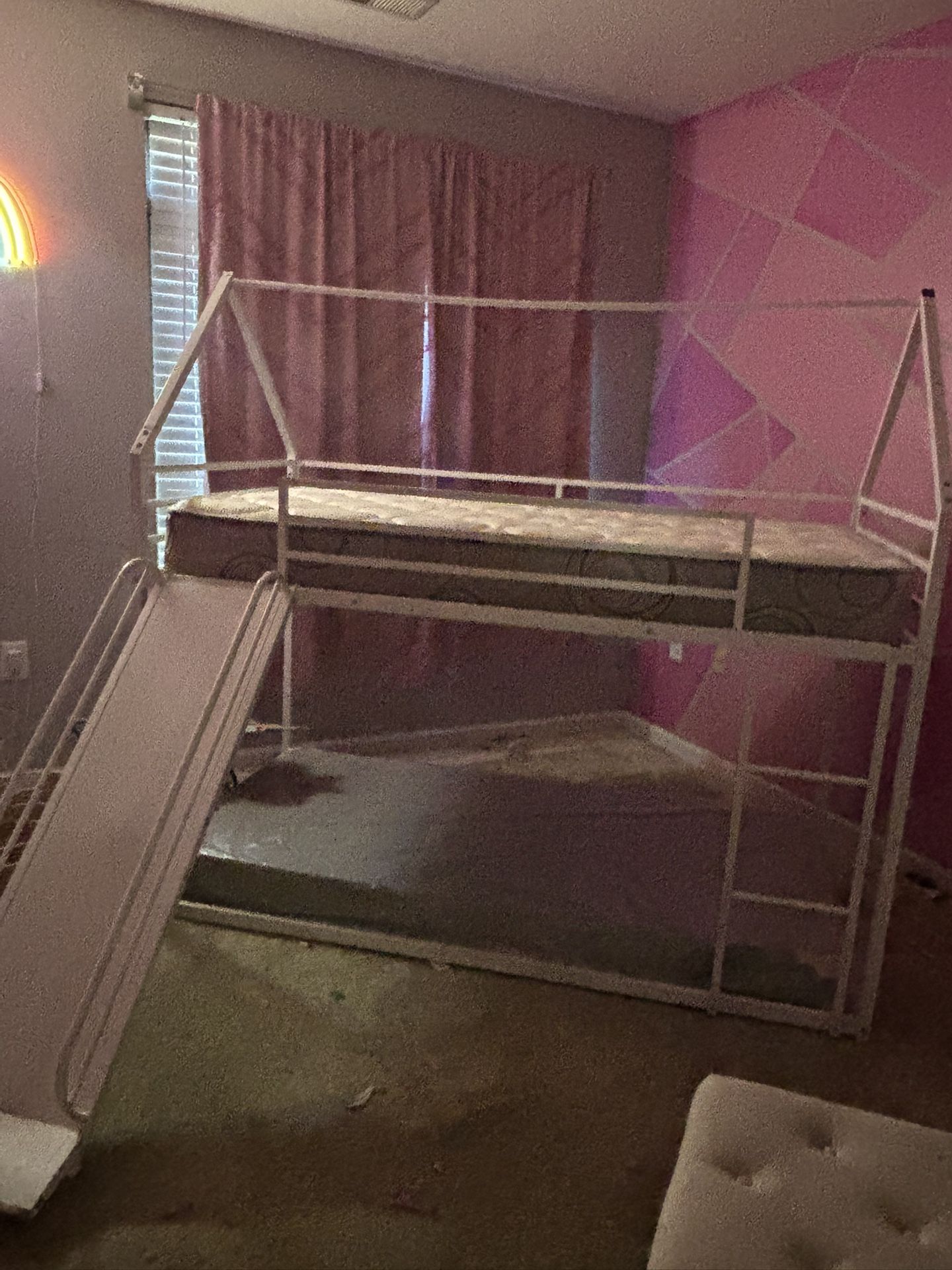 Bunk bed with slide. 