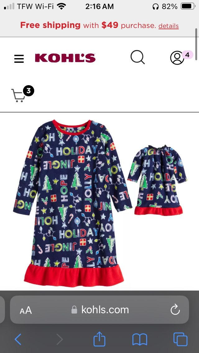 Toddler Nightgown With Matching Doll Dress