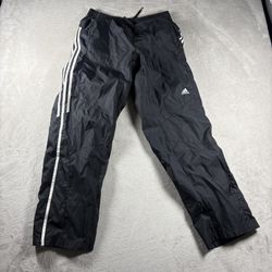 Vintage Y2K Adidas Windbreaker Track Pants Men’s Large Black Baggy Nylon#3677
