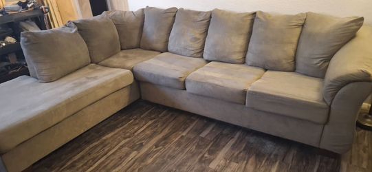 Almost bran-new L-Shaped Changeable beige/tan sofa couch