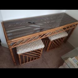 Glass Top Antique With 2 Seats