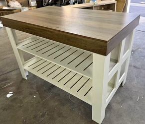 RY0321 new in box Kitchen Island with Seating and Storage Shelves, 55.1-Inch Breakfast Counter Farmh