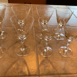 Set Of 8 Vintage Crystal Martini Glasses