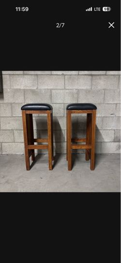 One Set of 2 New Real Solid Wood Bar Height Stools