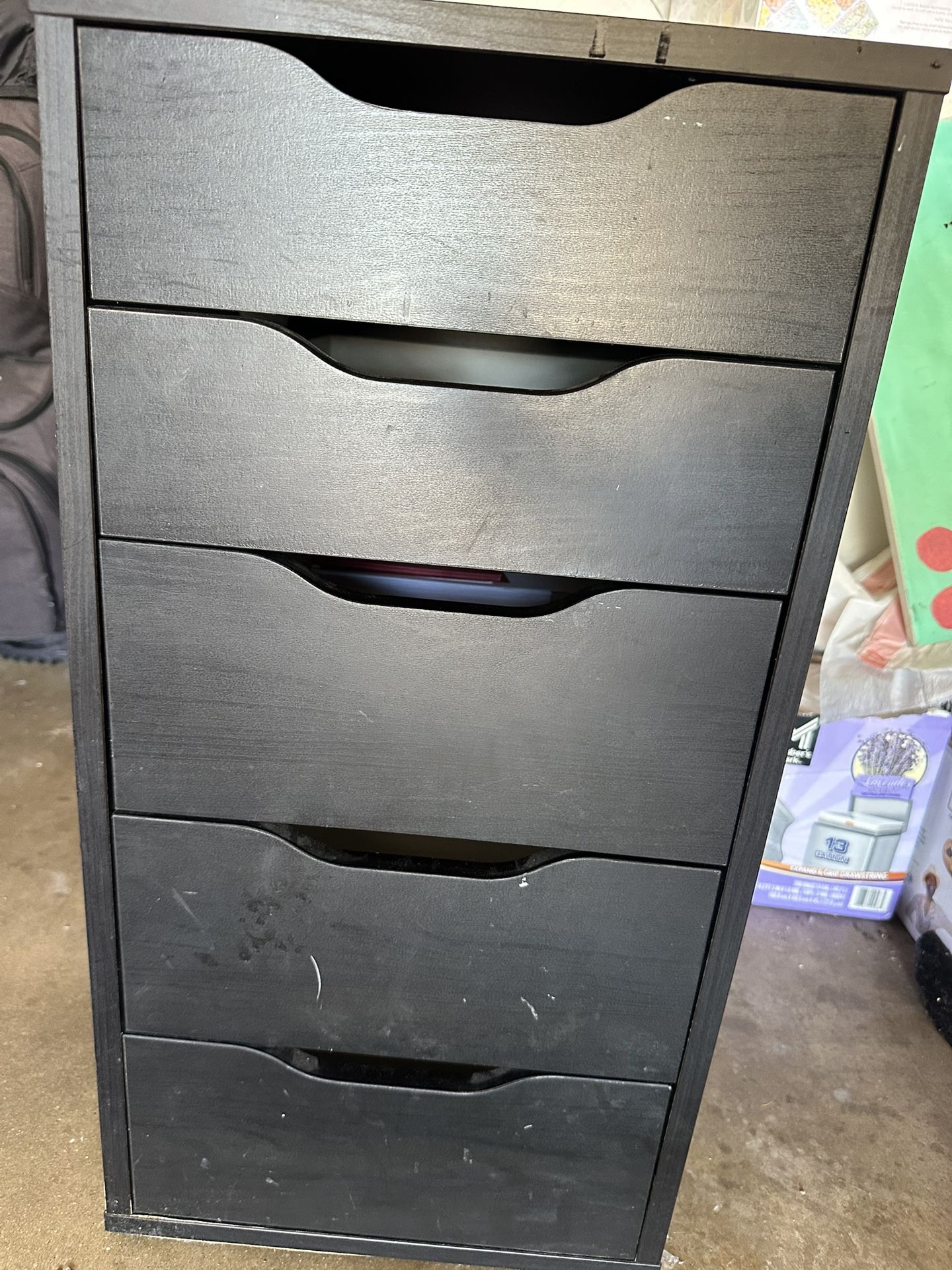 5 Drawer File cabinet - Black Wood