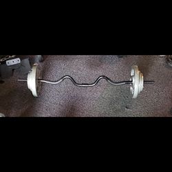 Standard size curl bar with 80lbs of weight plates $260 BRAND NEW
