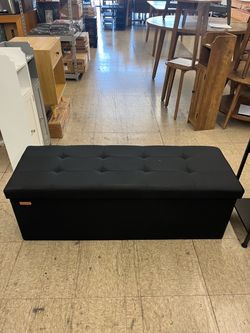 SONGMICS 43" Ottoman Storage Bench Foldable Foot Rest - Black