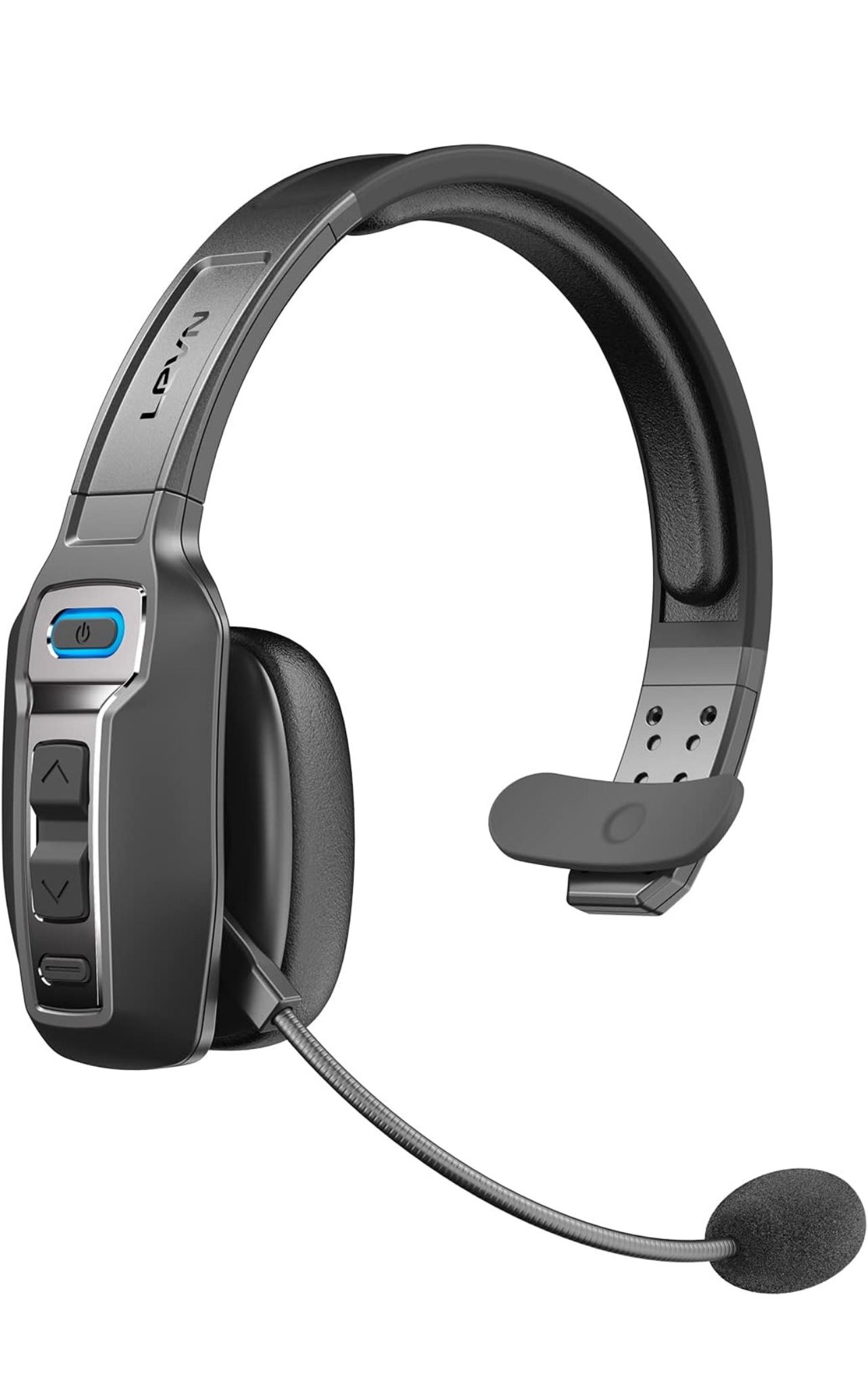 Bluetooth Headset with Microphone, Trucker Bluetooth Headset with AI Noise Cancelling & Mute Button, Wireless On-Ear Headphones 60 Hrs Working Time, f