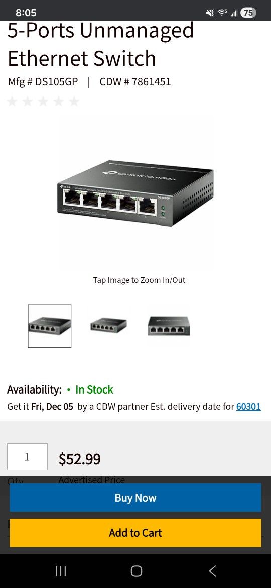 TP-Link Omada DS105GP 5-Ports Unmanaged Ethernet Switch