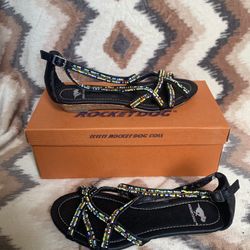 Rocket Dog sandals with multicolored beaded straps size 7.5