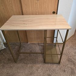 Faux Marble Top Desk with Gold Metal Frame