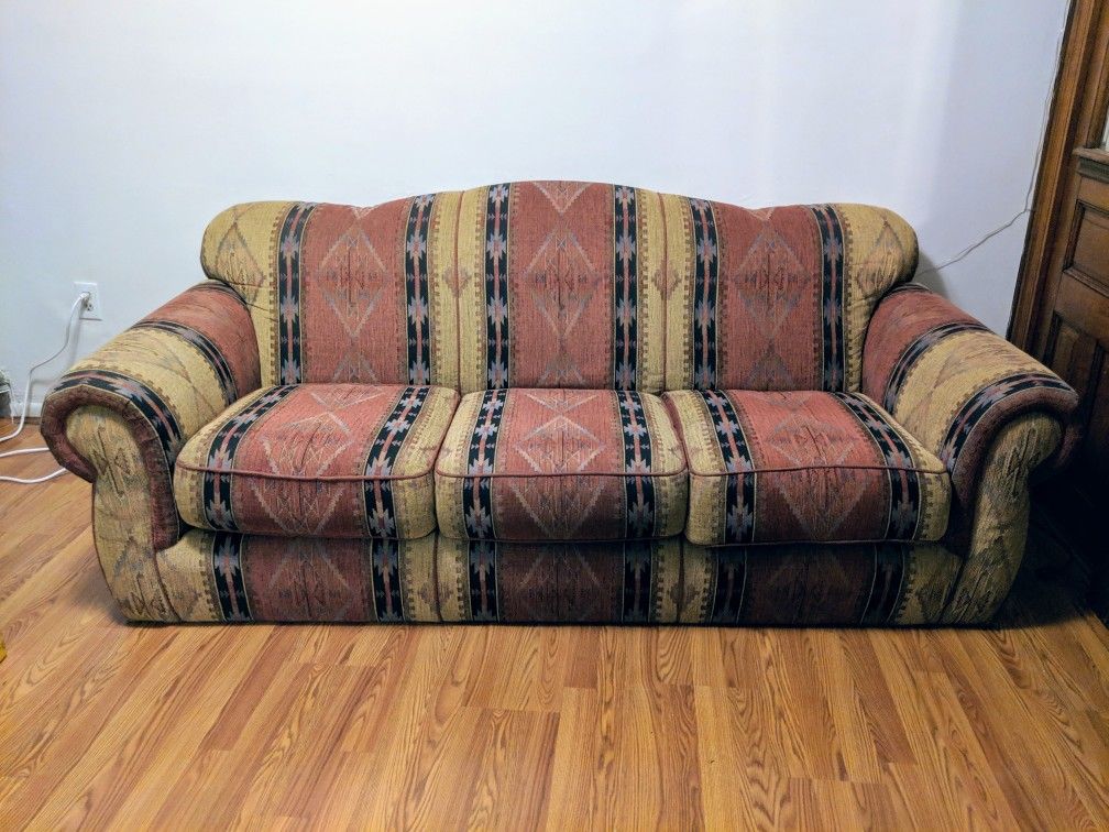 Southwest Style Sofa by The Loren Mitchell Collection with Brown Washable Cover