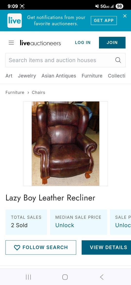 Very Nice Leather Lazboy Reclining Chair $100