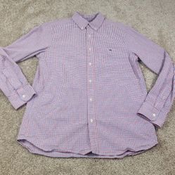 Vineyard Vines slim fit whale shirt checked men's button down dress shirt top size M medium