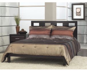 Dark Espresso Platform Bed Frame with Headboard