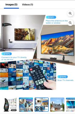 Indoor TV Antenna with 300 Miles Reception Range/ Antena para canales
