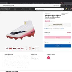 Nike Zoom Mercurial Supe Firm Ground Soccer Cleat University Red/Dark Obsidian